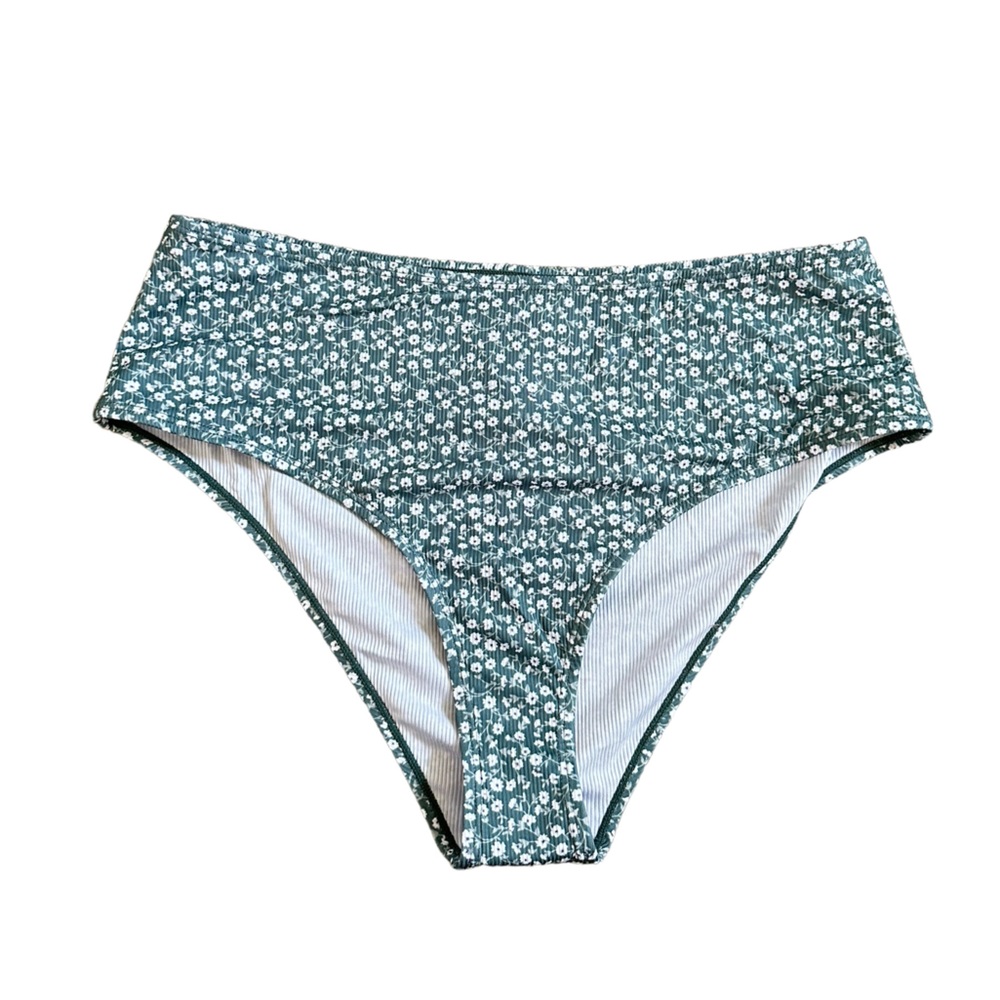 Women's Bikini Bottoms Green Ditsy Floral L